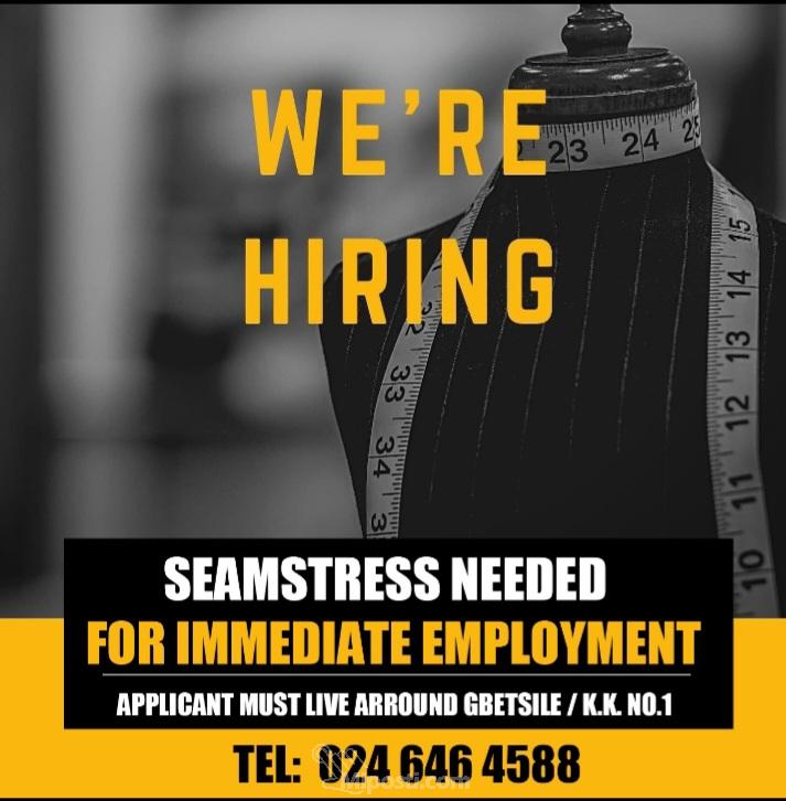 Seamstress need for immediate employment